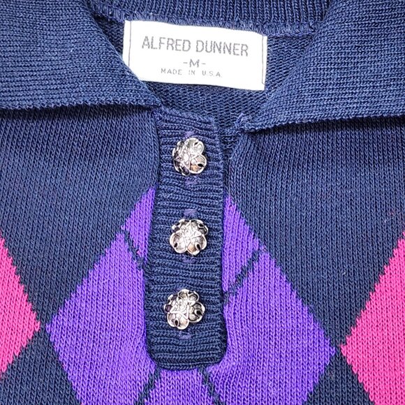 Vintage Alfred Dunner Size Medium Jumper 90's Argyle Pattern Made In USA - Picture 3 of 8